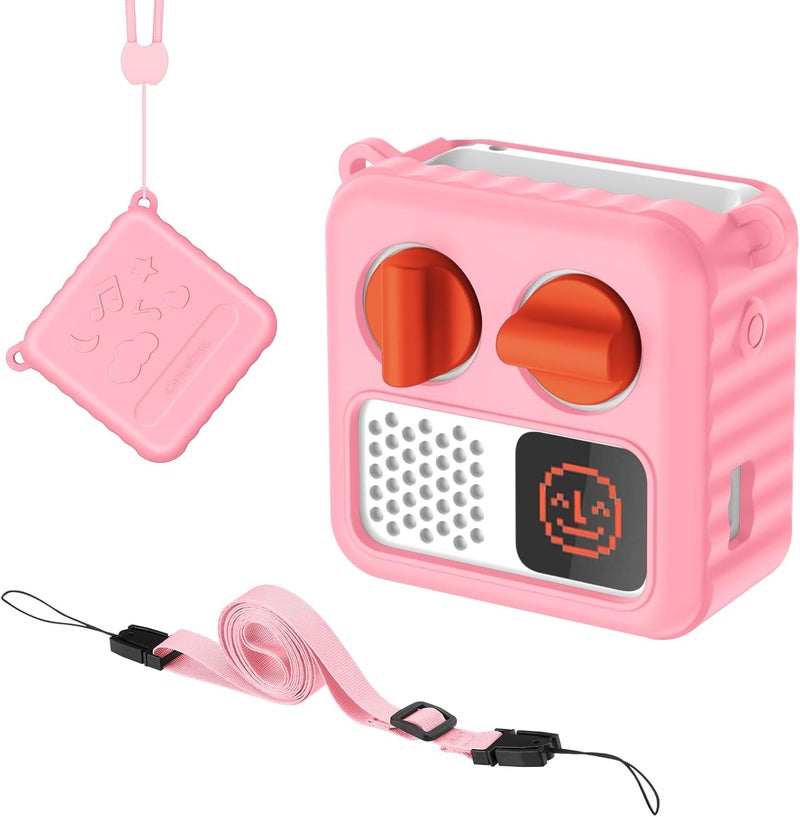 CaseBot Fintie Silicone Sleeve Case for Yoto Mini Player (2024 Edition), Anti-Slip Protective Skin Cover for Kids Audio Speaker with Wrist Lanyard and Shoulder Strap, for Boys & Girls, Pink - Image 1